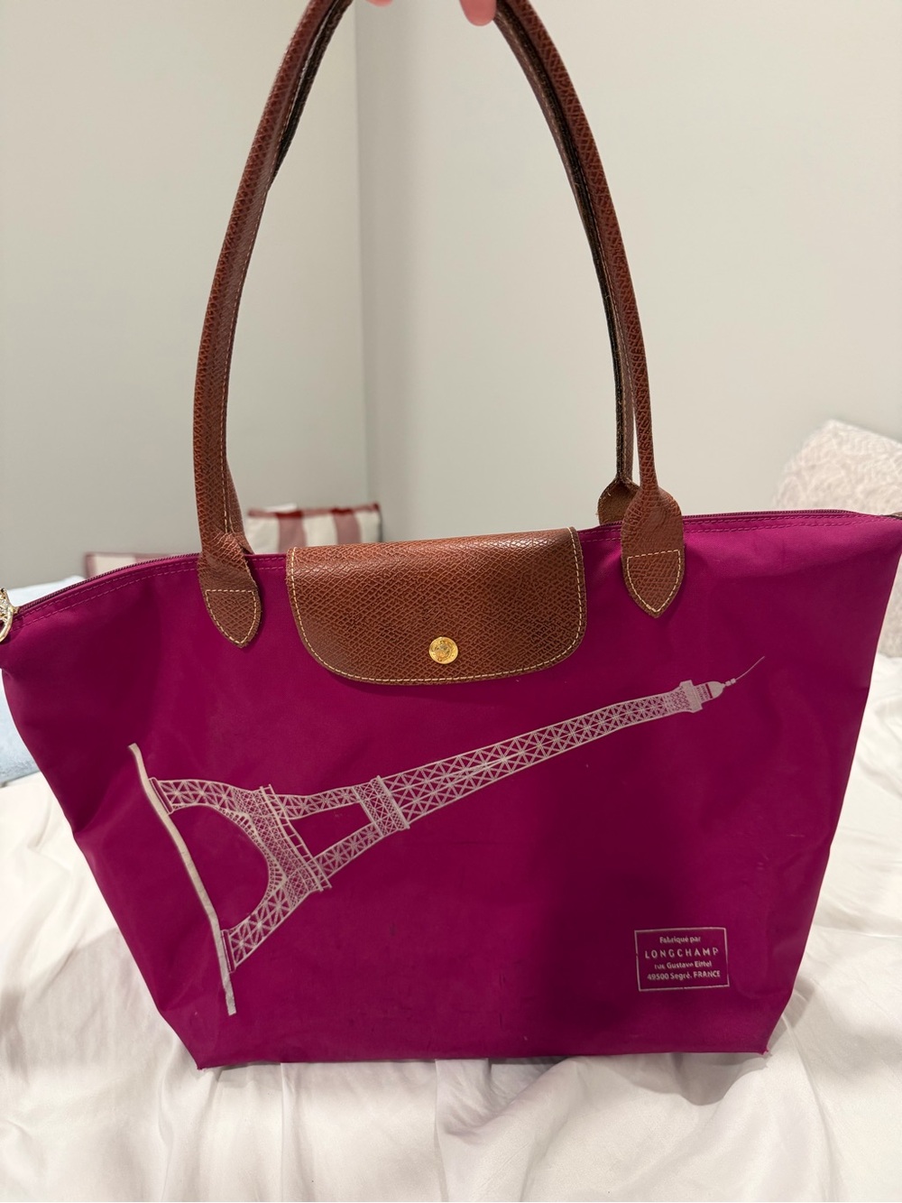 Auth Longchamp Le Pliage Eiffel Tower Limited Edition Tote Bag